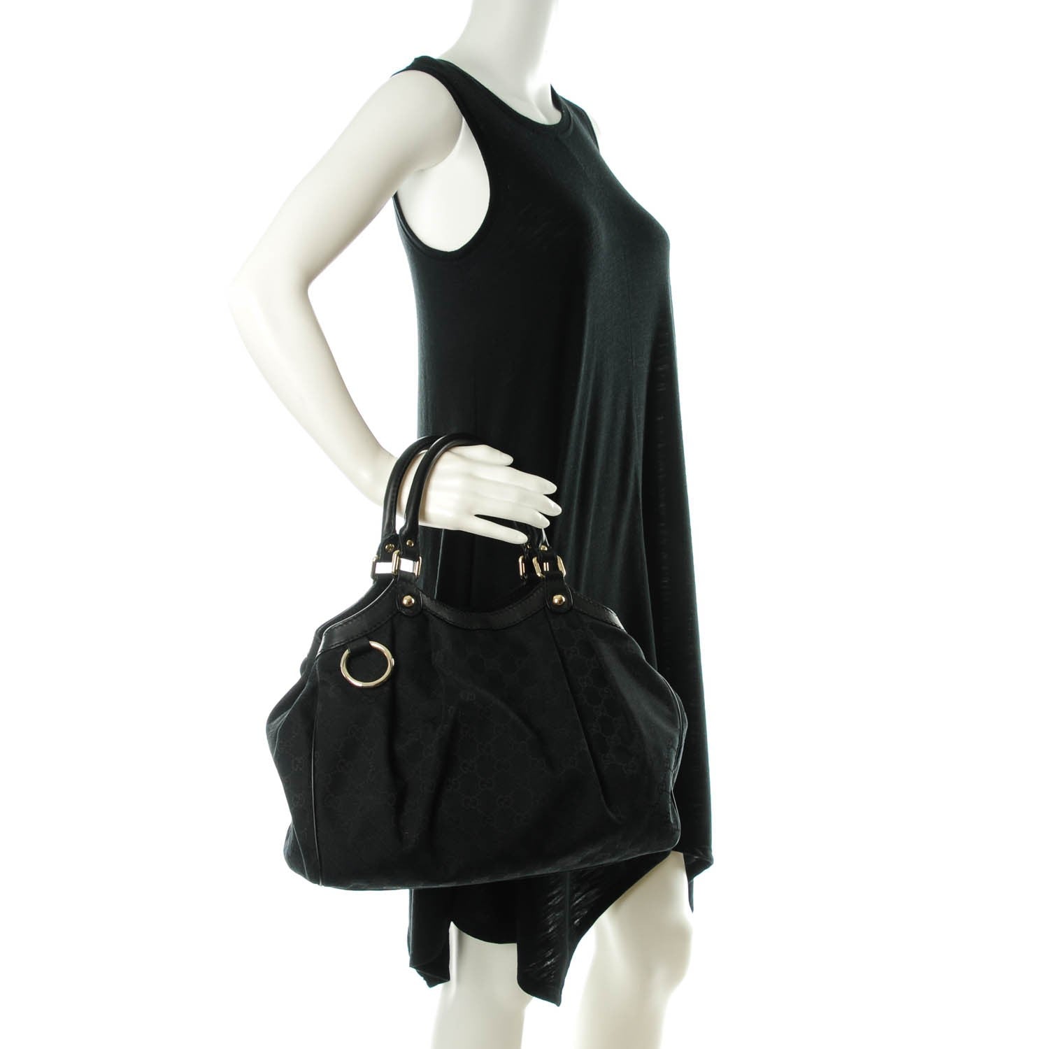 Gucci Monogram Medium Sukey Tote Black 2 of 7