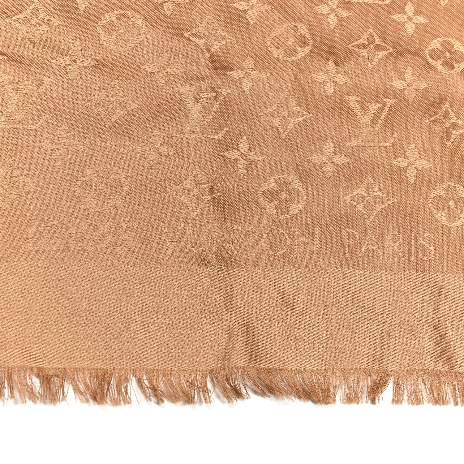 Louis Vuitton Silk Wool Monogram Shawl Caramel 2 of 4