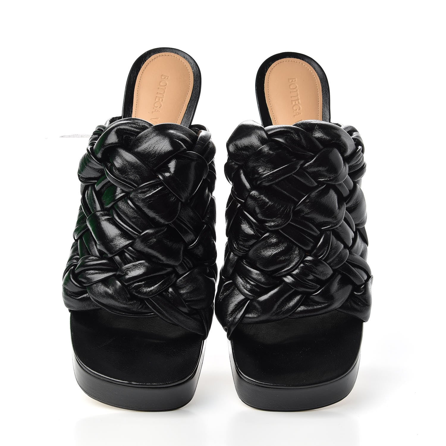 Bottega Veneta Shiny Nappa Intreccio The Board Platform Mule Sandals 37.5 Black 5 of 10