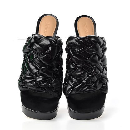 Bottega Veneta Shiny Nappa Intreccio The Board Platform Mule Sandals 37.5 Black 5 of 10