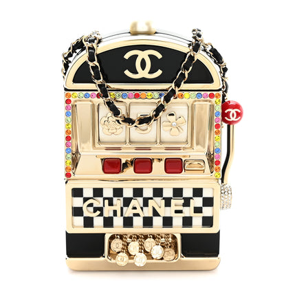 Chanel Resin Crystal Slot Machine Minaudiere Black Gold White Red 8 of 10