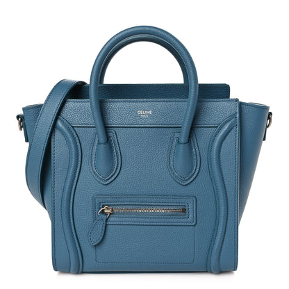 Celine Drummed Calfskin Nano Luggage Blue 1 of 10