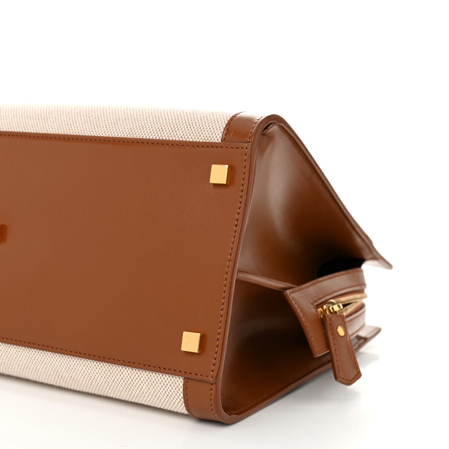 Canvas Calfskin Medium Uptown Tote Brown