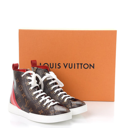 Louis Vuitton Calfskin Patent Monogram Stellar Sneaker Boots 36.5 Rouge 10 of 10