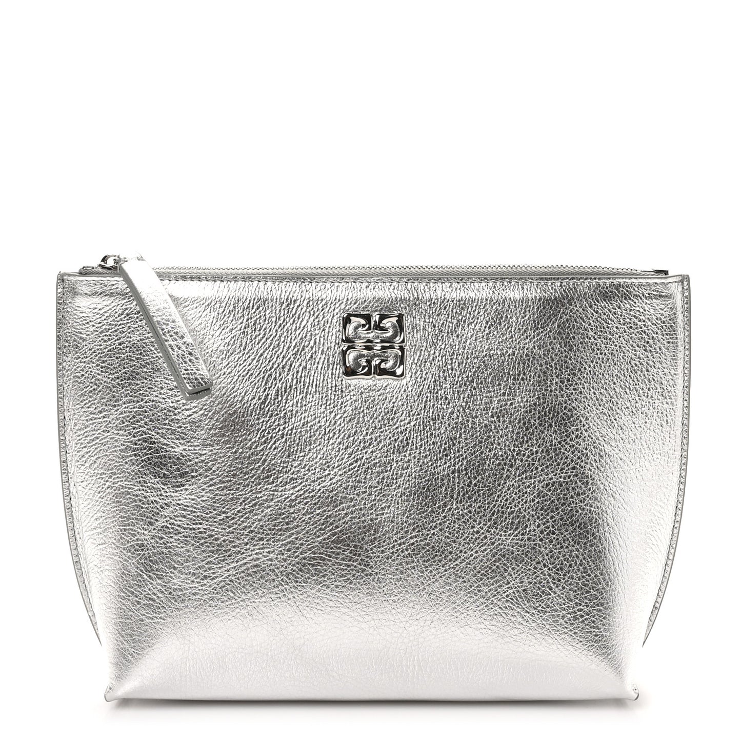 Metallic Calfskin 4G Liquid Pouch Silver