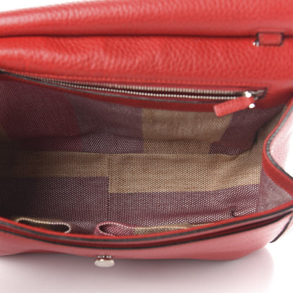 Gucci Pebbled Calfskin Medium Bamboo Daily Flap Shoulder Bag Red 5 of 9