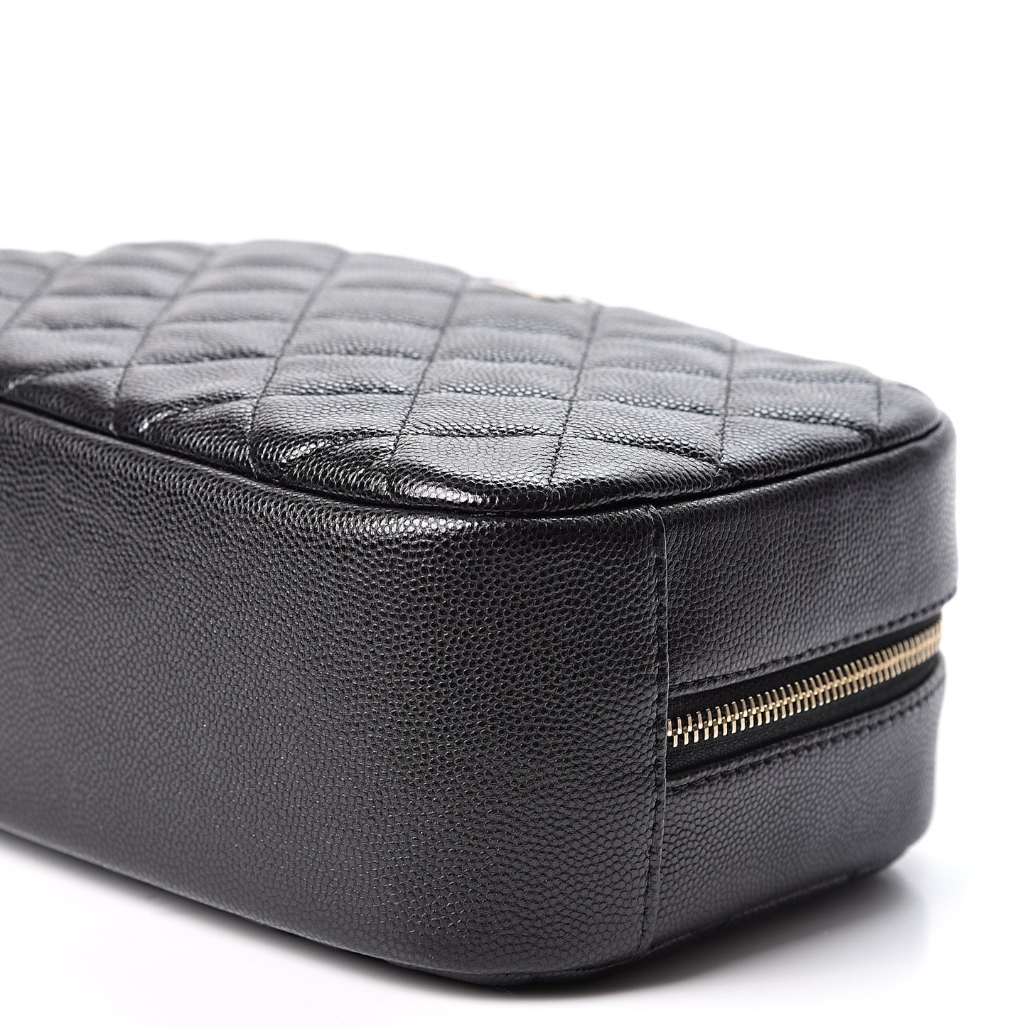 Caviar Quilted Curvy Pouch Cosmetic Case Black