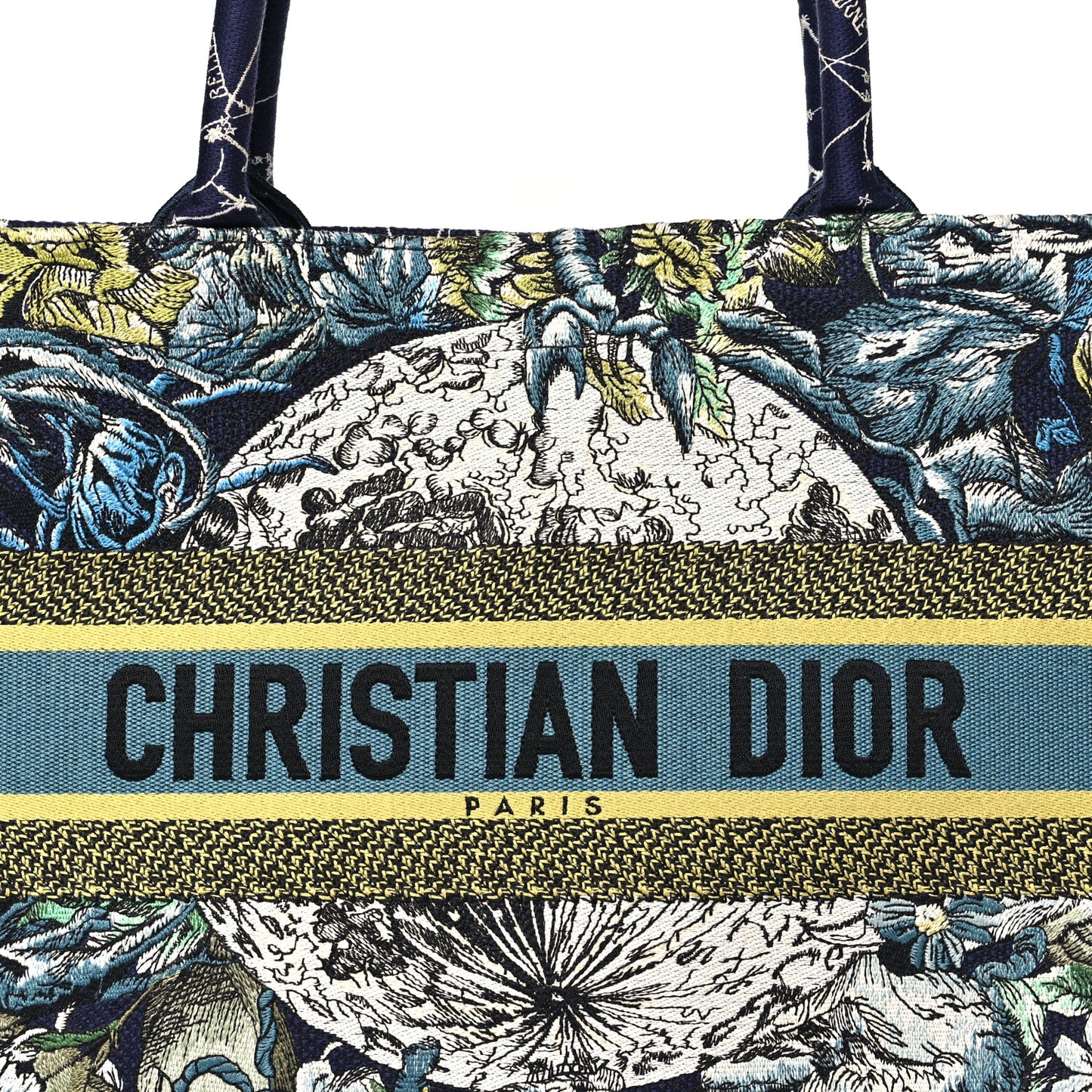 Canvas Embroidered Medium Zodiac Book Tote Blue Multicolor