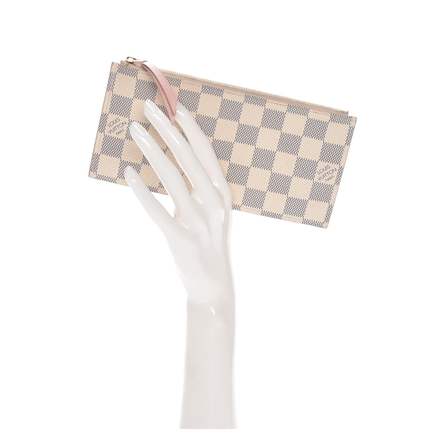 Louis Vuitton Damier Azur Felicie Chain Wallet Zippered Insert Rose Ballerine 2 of 6