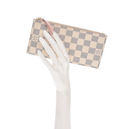 Louis Vuitton Damier Azur Felicie Chain Wallet Zippered Insert Rose Ballerine 2 of 6