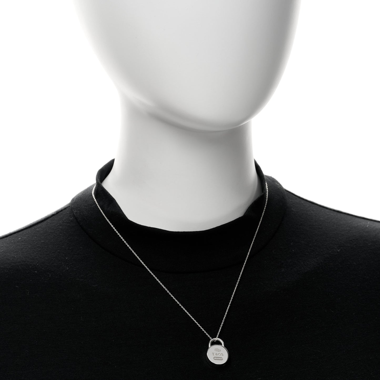 Sterling Silver 1837 Round Lock Charm Pendant Necklace