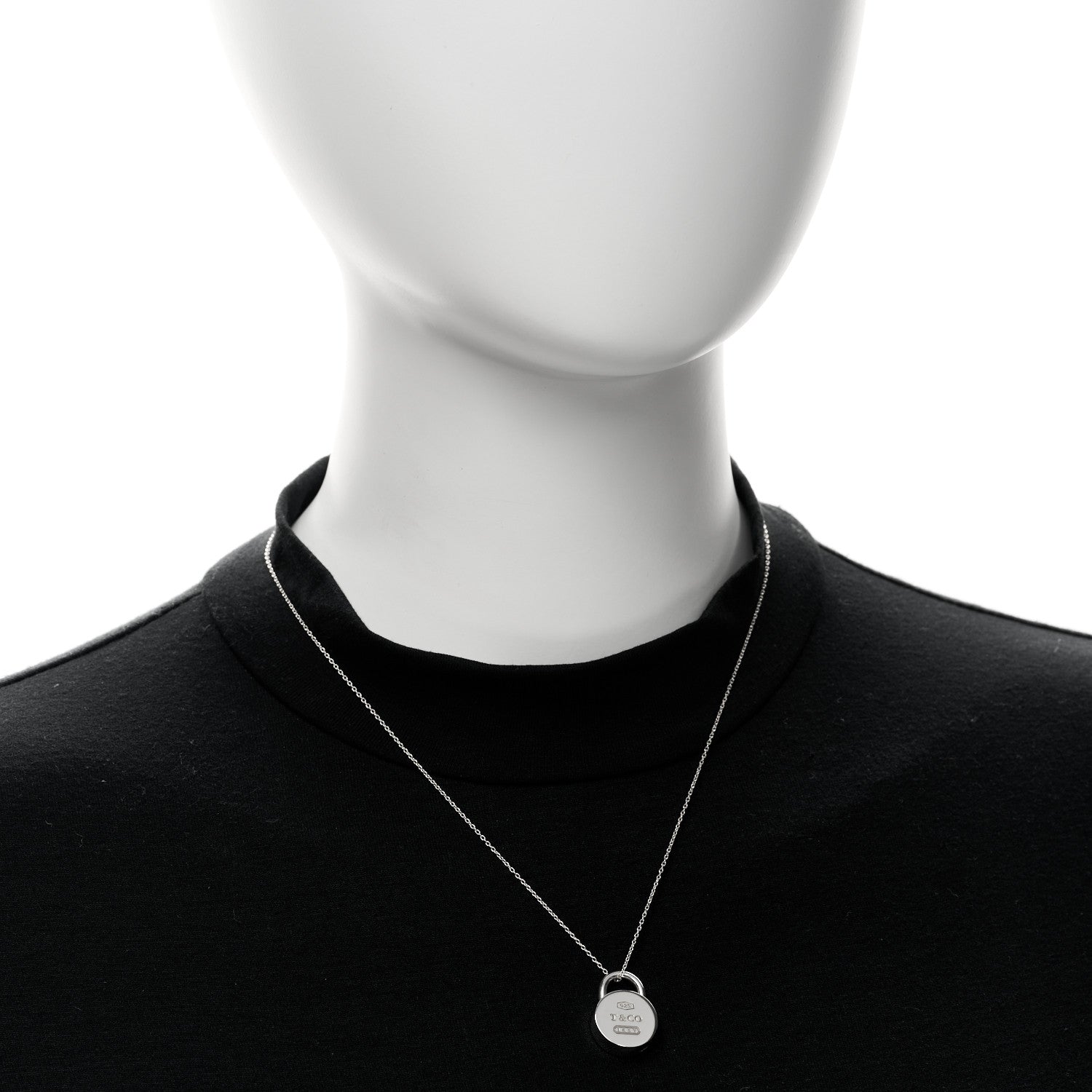 Tiffany Sterling Silver 1837 Round Lock Charm Pendant Necklace 2 of 5