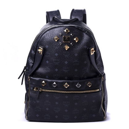 MCM Visetos Medium Studded Dual Stark Backpack Black 1 of 9