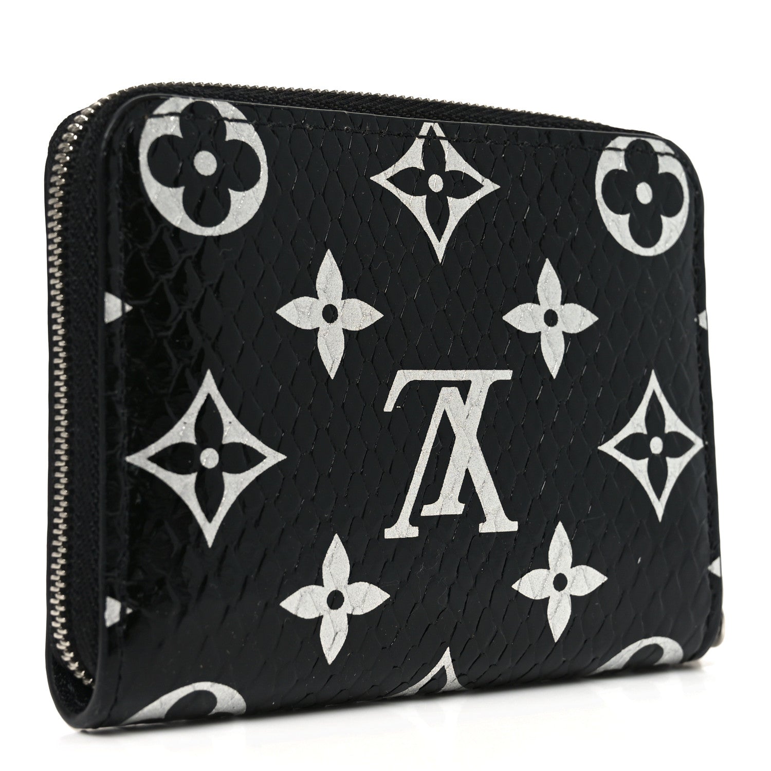 Louis Vuitton ブロック ホワイト/ブラック Louis Vuitton Snakeskin Monogram Zippy Padlock Coin Purse Black