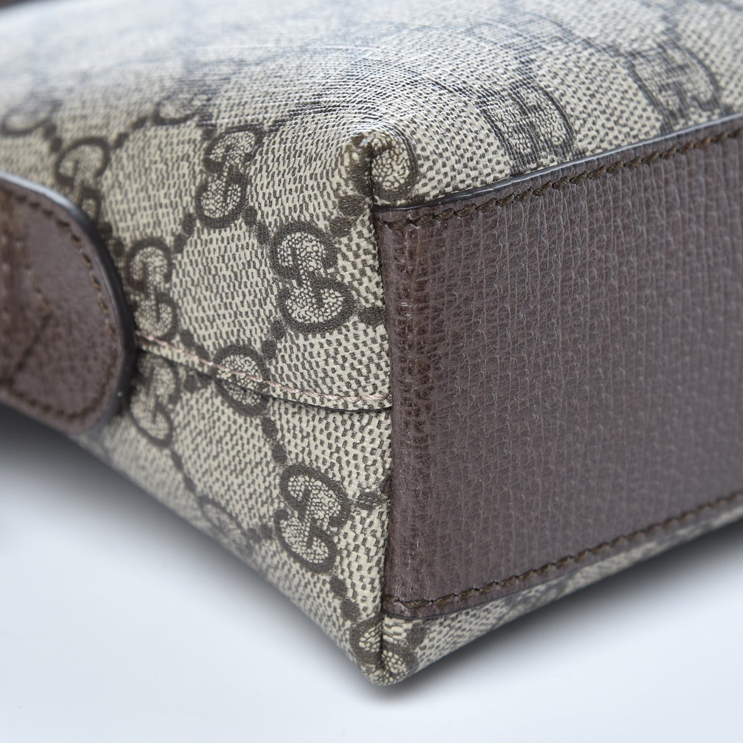 GG Supreme Monogram Textured Dollar Calfskin Web Small Ophidia Dome Shoulder Bag Beige Ebony New Acero