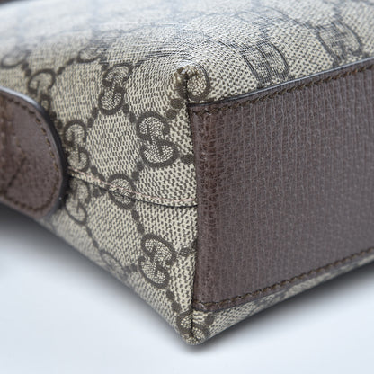 Gucci GG Supreme Monogram Textured Dollar Calfskin Web Small Ophidia Dome Shoulder Bag Beige Ebony New Acero 7 of 10