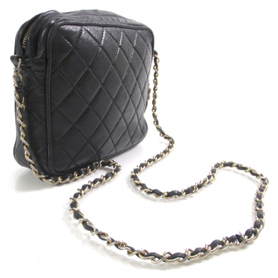 Lambskin Quilted Tassel Shoulder Bag Navy