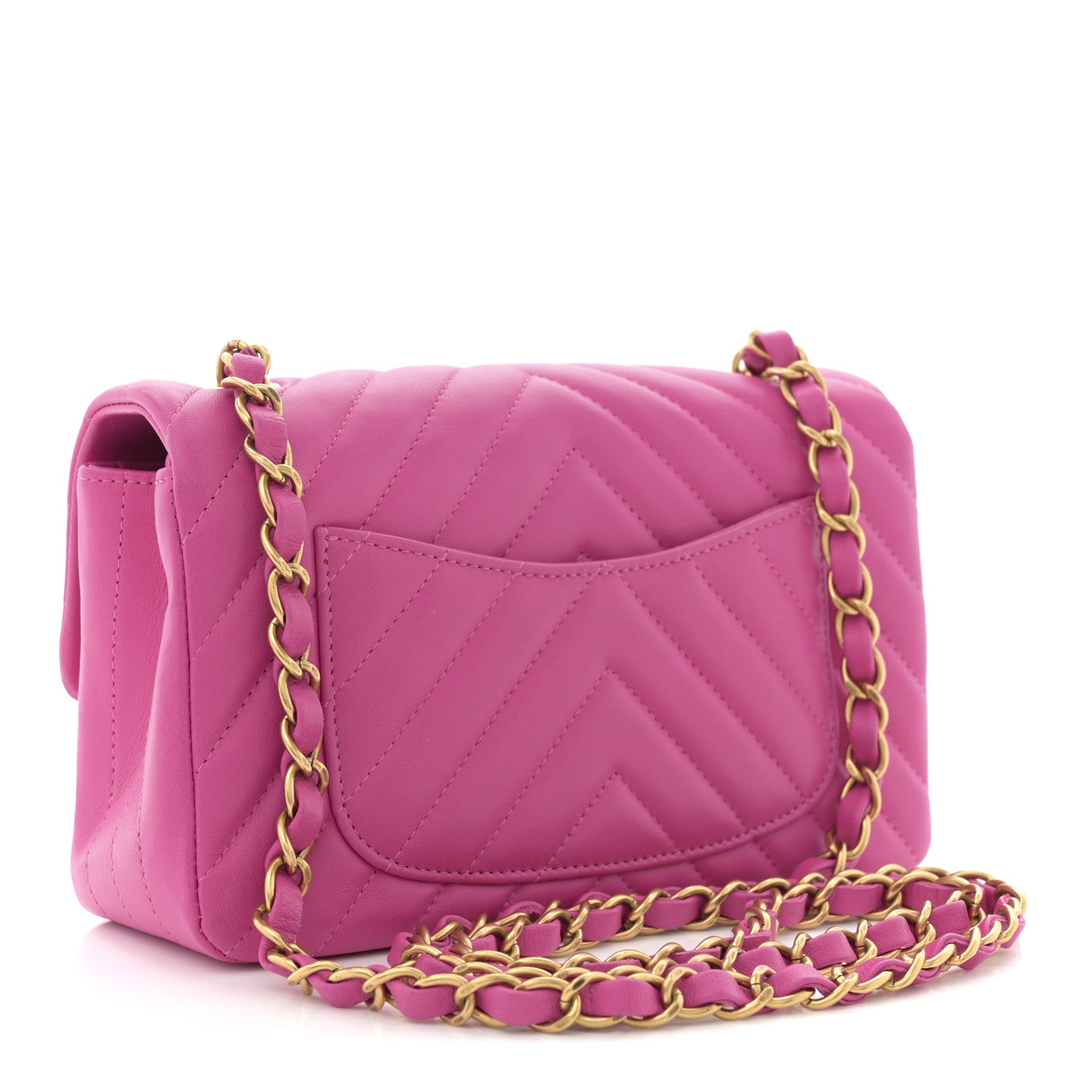 Chanel Lambskin Chevron Quilted Mini Rectangular Flap Pink 3 of 11
