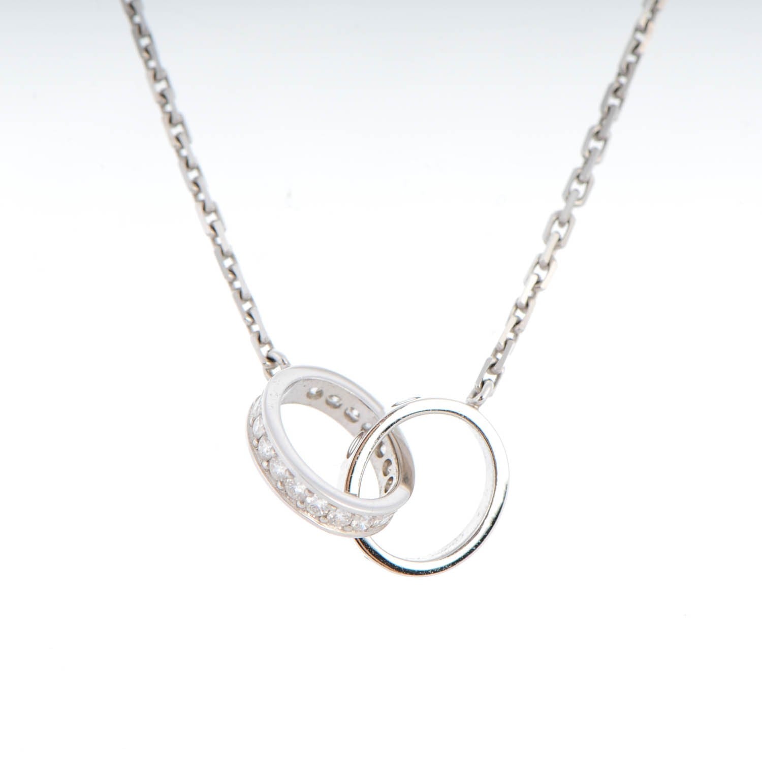 Cartier 18K White Gold Diamond Interlocking LOVE Necklace 3 of 8