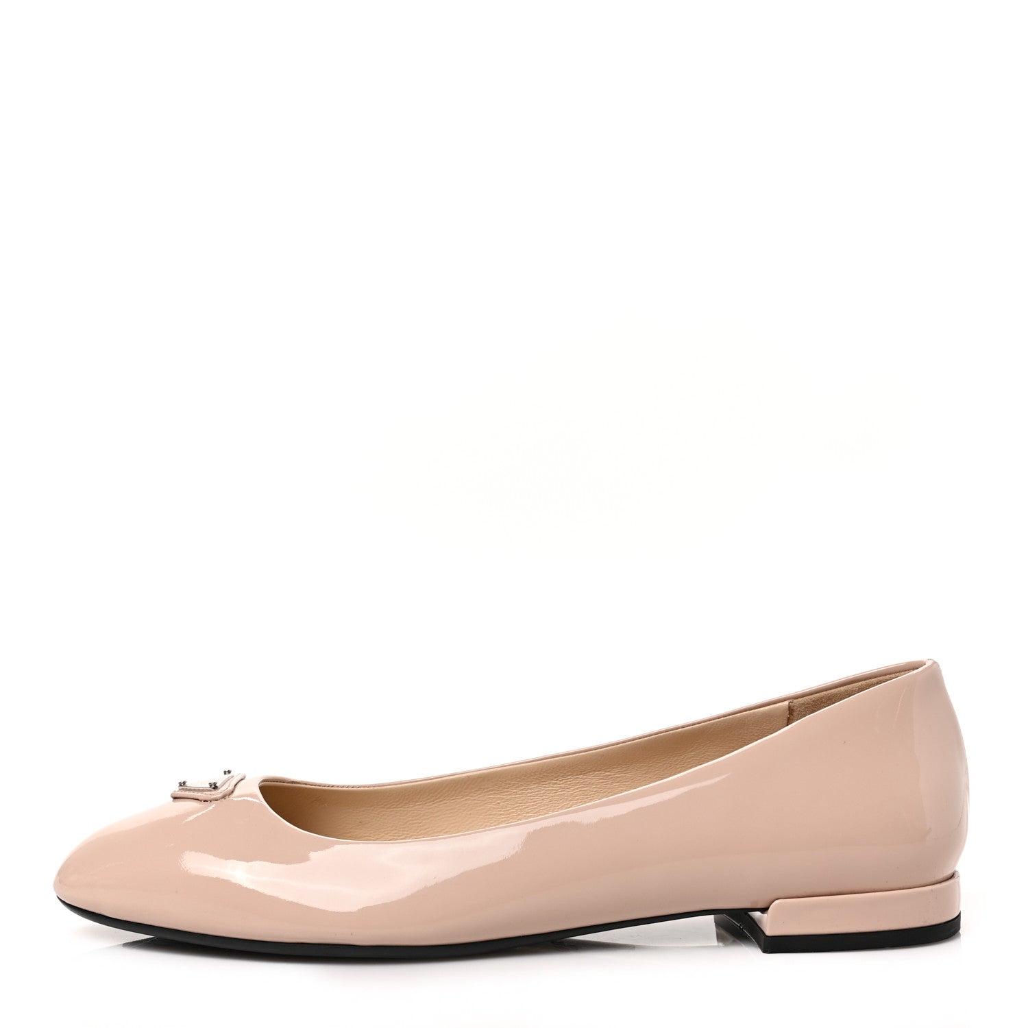 Prada Patent Triangle Ballerina Flats 37.5 Cipria 1 of 8