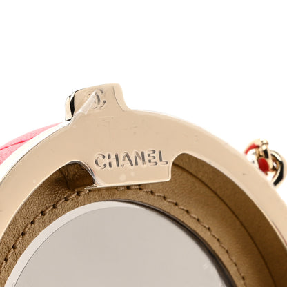 Chanel Lambskin Enamel Quilted Round Poker Chip Clutch With Chain Red White 6 of 10