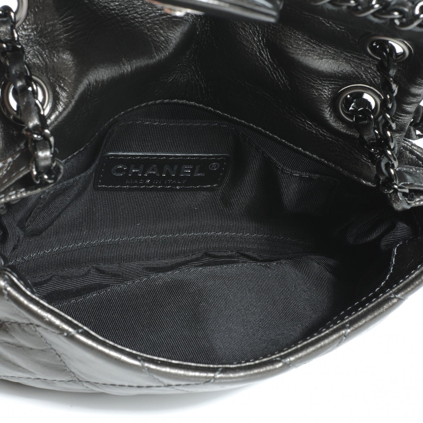 Calfskin Chain Me Mini Flap Dark Grey