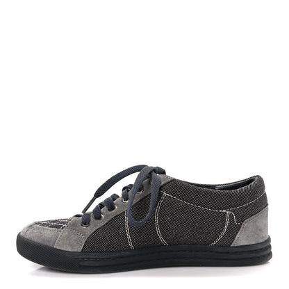 Chanel Toile Suede Calfskin CC Low Top Sneakers 36 Dark Grey 1 of 11