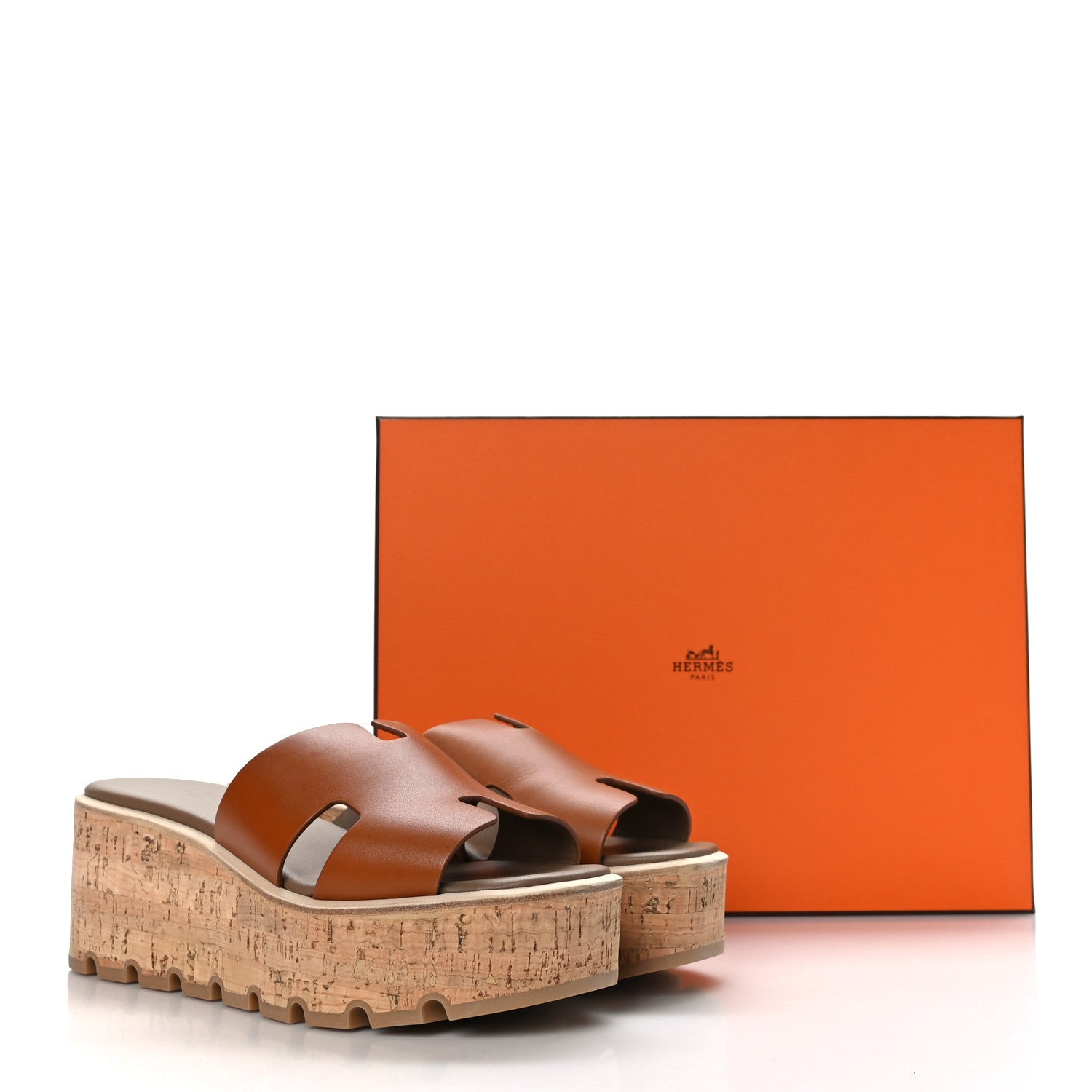 Hermes Calfskin Cork Eze 30 Sandals 39 Marron Glaise 9 of 9