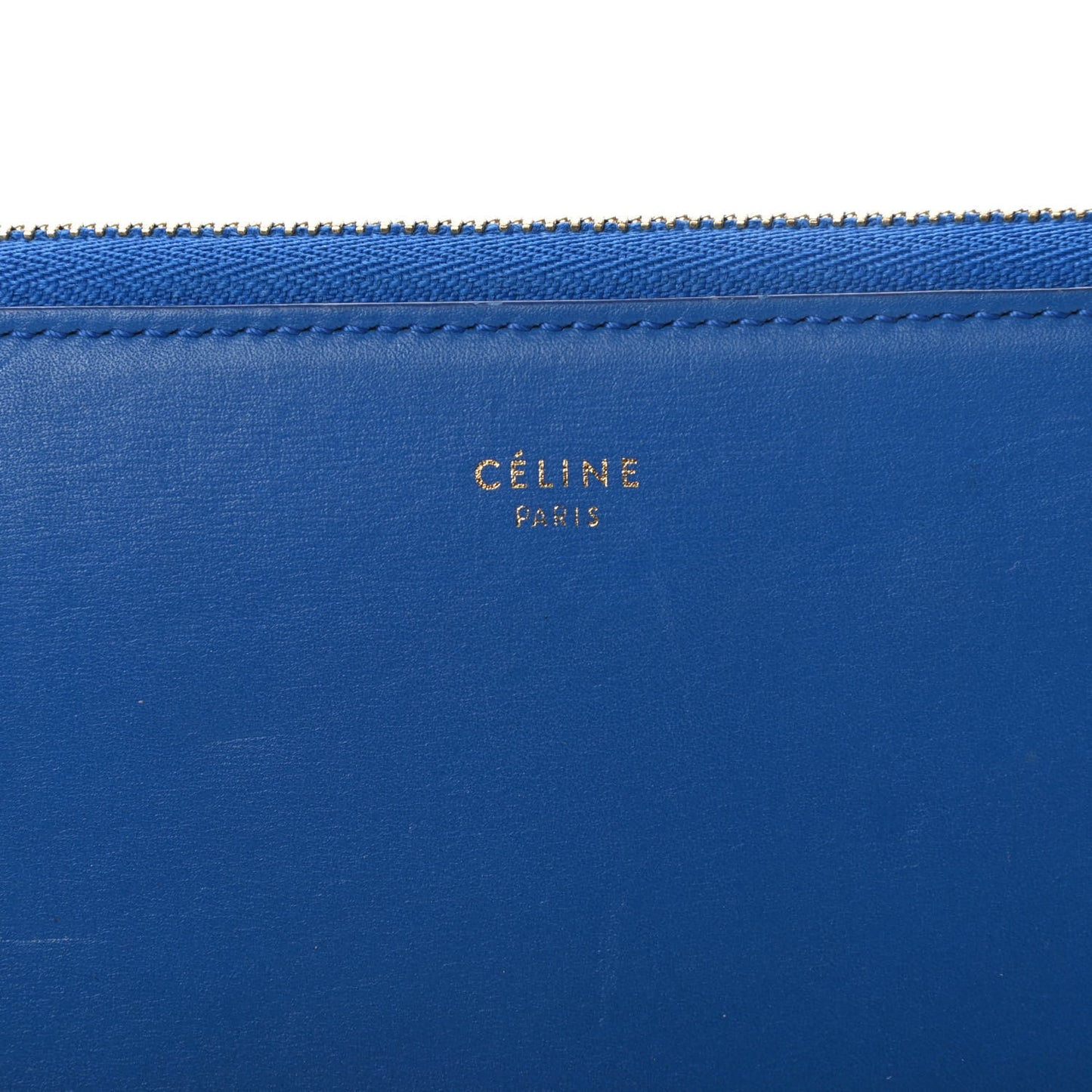 Smooth Calfskin Large Half Zip Multifunction Wallet Blue