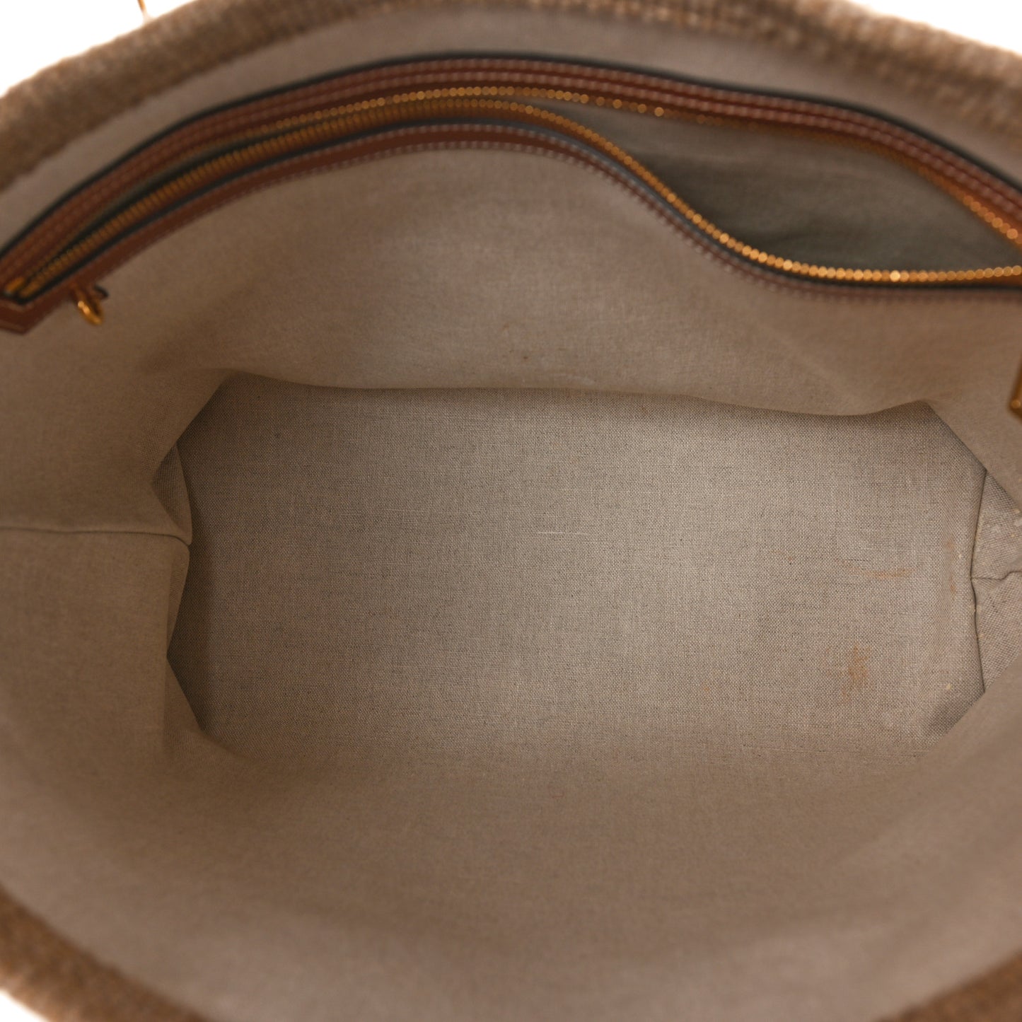 Textile Calfskin Horizontal Cabas Beige Tan