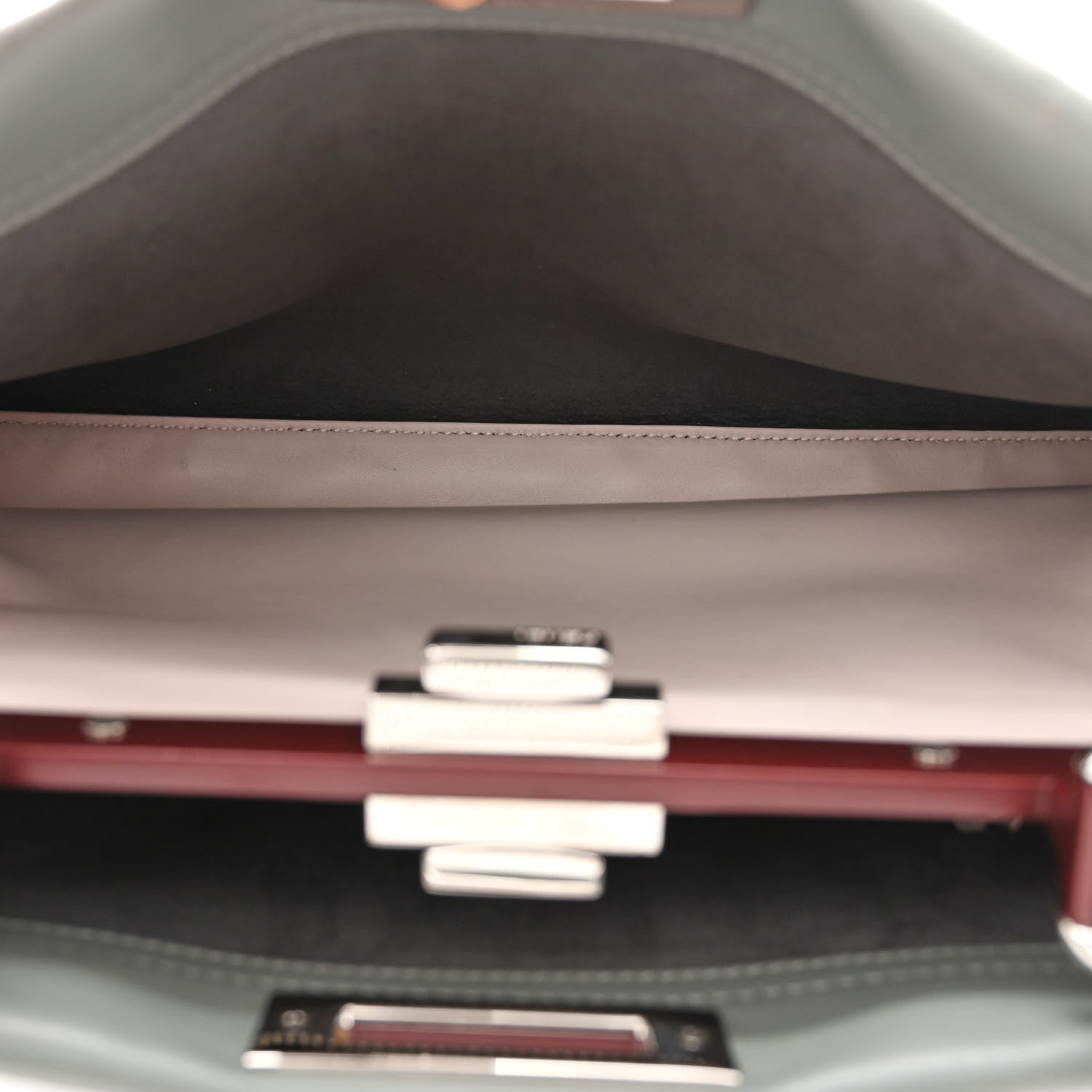 Fendi Vitello Seta Shiny Nappa Medium Peekaboo Iconic Satchel Alga Rosa Doll 5 of 14
