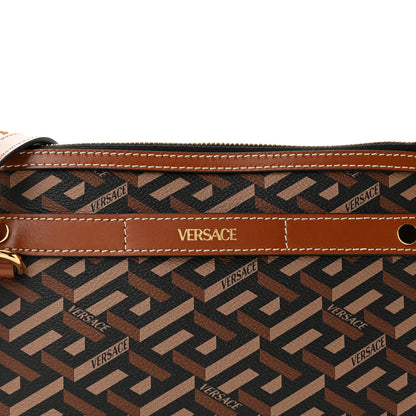 Versace Coated Canvas Medium La Greca Signature Pouch Black Caramel 7 of 9