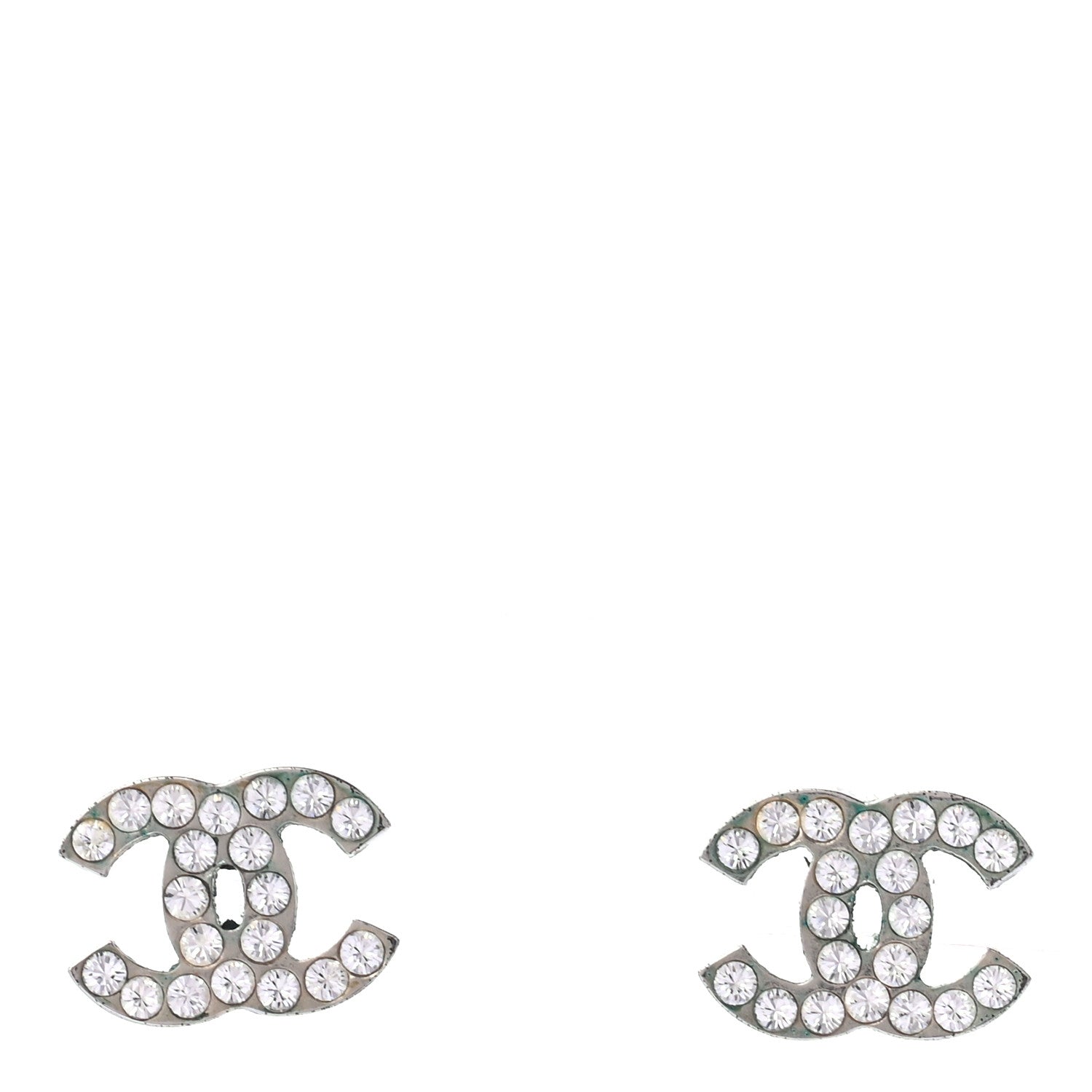 Chanel Crystal CC Earrings Silver 1 of 5