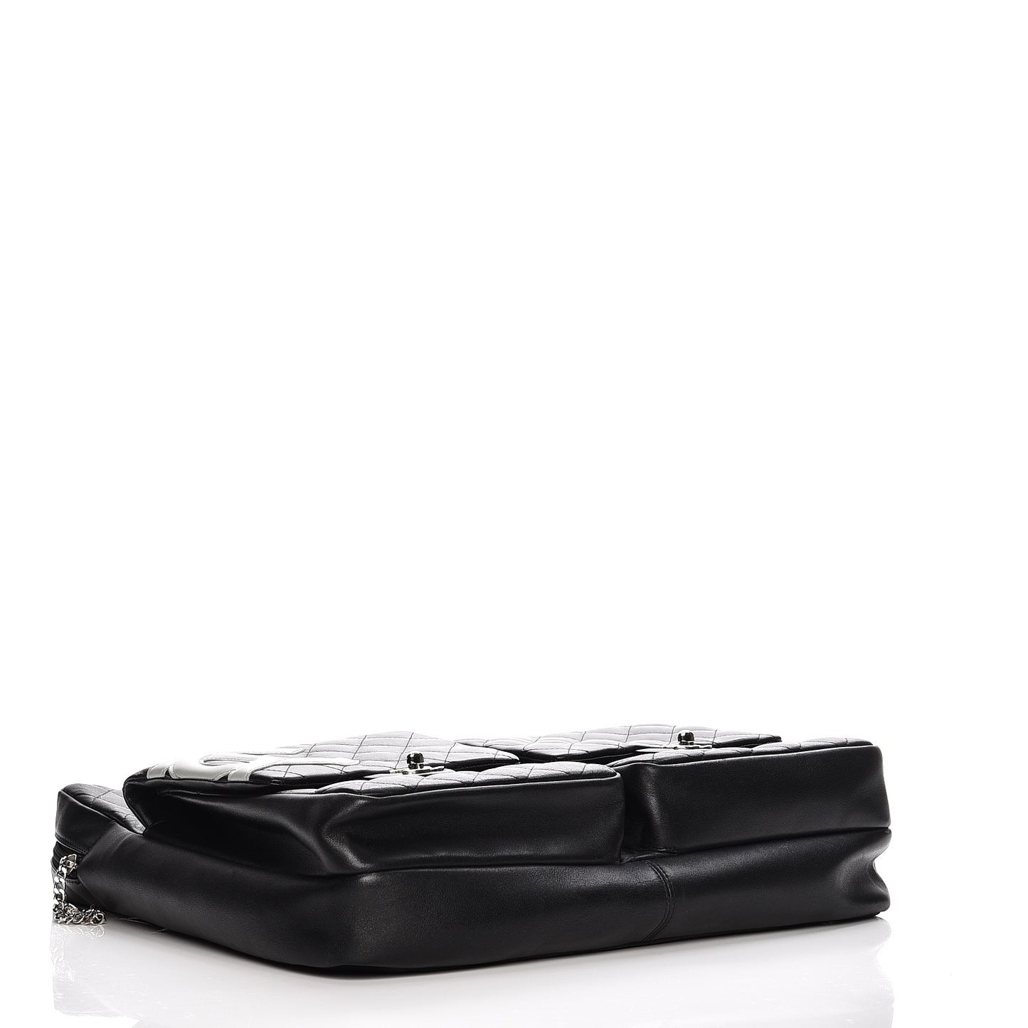 Calfskin Quilted Cambon Multipocket Top Handle Bag Black