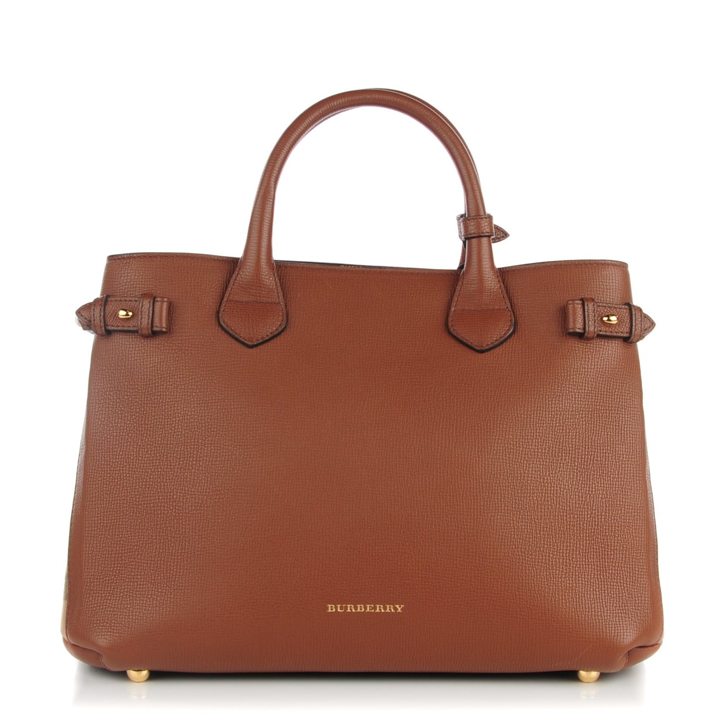 Grainy Calfskin House Check Medium Banner Tote Tan