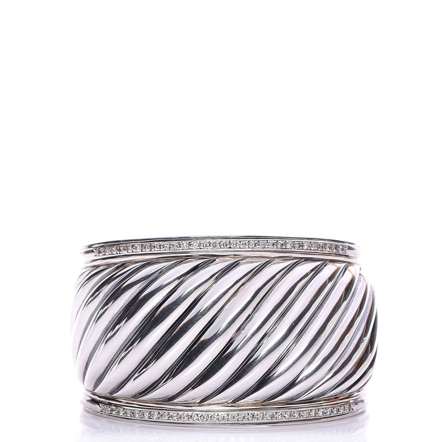 Sterling Silver Diamond 41mm Sculpted Cable Cuff Bracelet