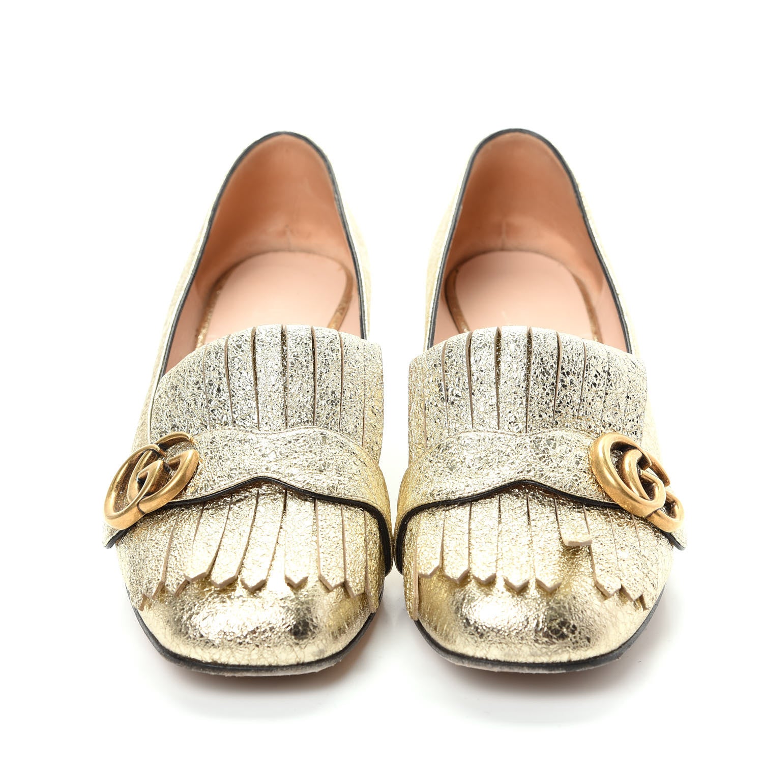 Gucci Galassia GG Marmont Fringe 50mm Loafer Pumps 39 Platino 2 of 10