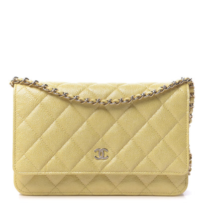 Chanel Iridescent Caviar Quilted Wallet on Chain WOC Yellow 1 of 12