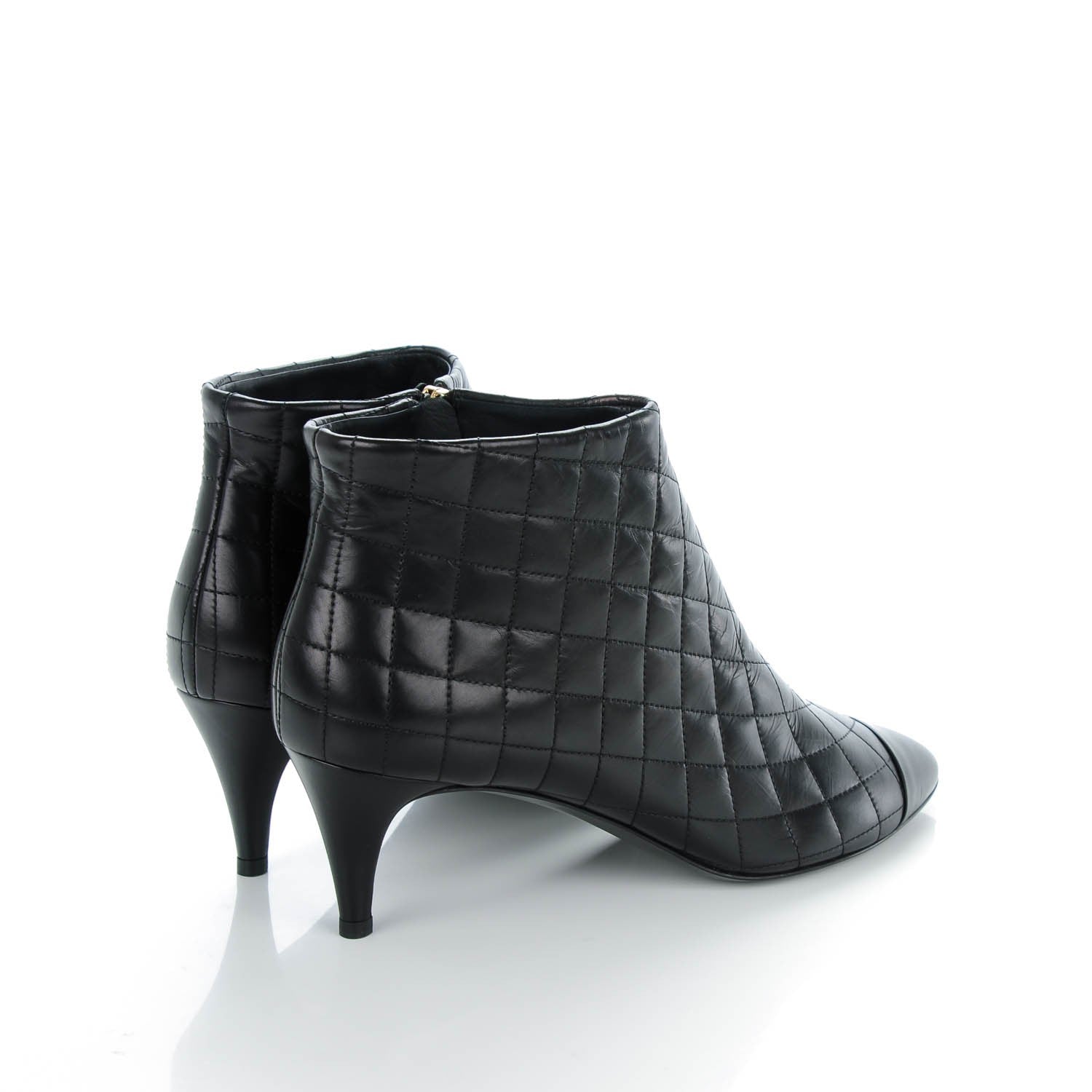 Chanel Calfskin Quilted Cap Toe Short Boots 41 Black 4 of 8
