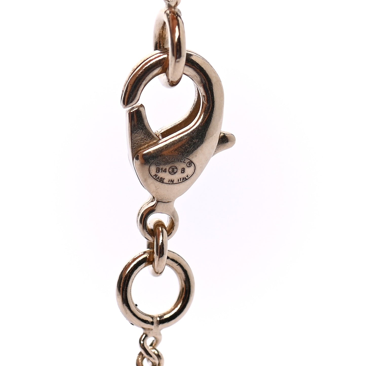 Pearl Crystal CC Pendant Necklace Gold