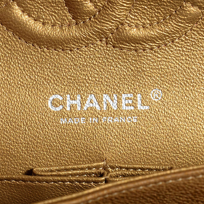 Chanel Metallic Calfskin Quilted Medium Double Flap Dark Gold 7 of 9
