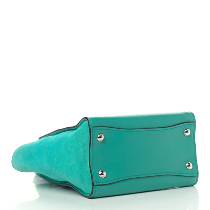 Prada Glace Calf Scamosciato Suede Mini Twin Pocket Tote Giada 4 of 10