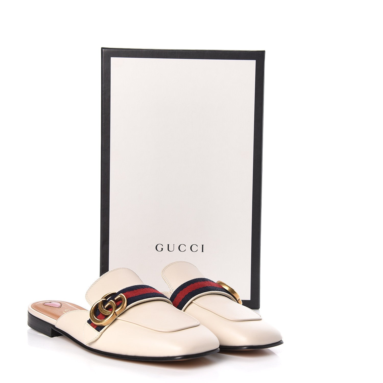 Gucci Calfskin Web Womens Peyton GG Slippers 38.5 Mystic White 9 of 9