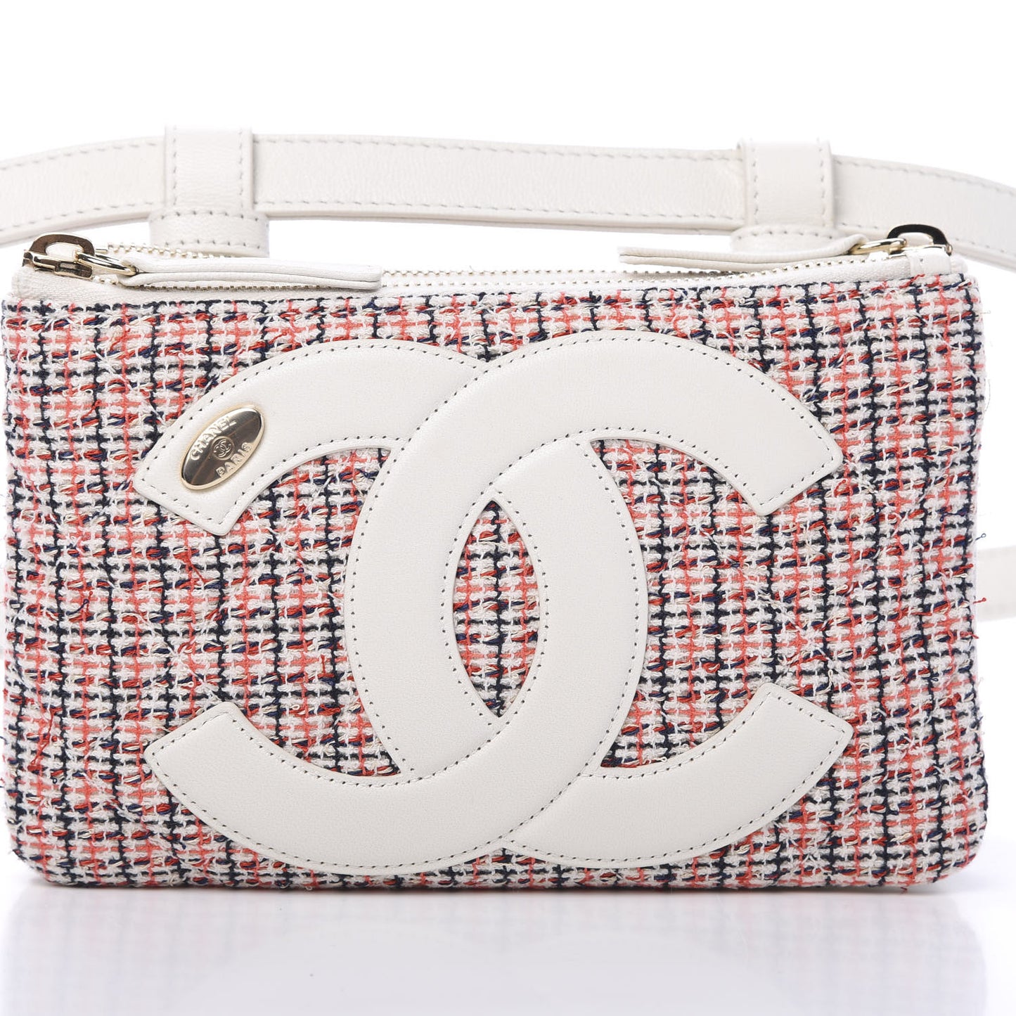 Tweed CC Mania Waist Belt Bag Black Red White