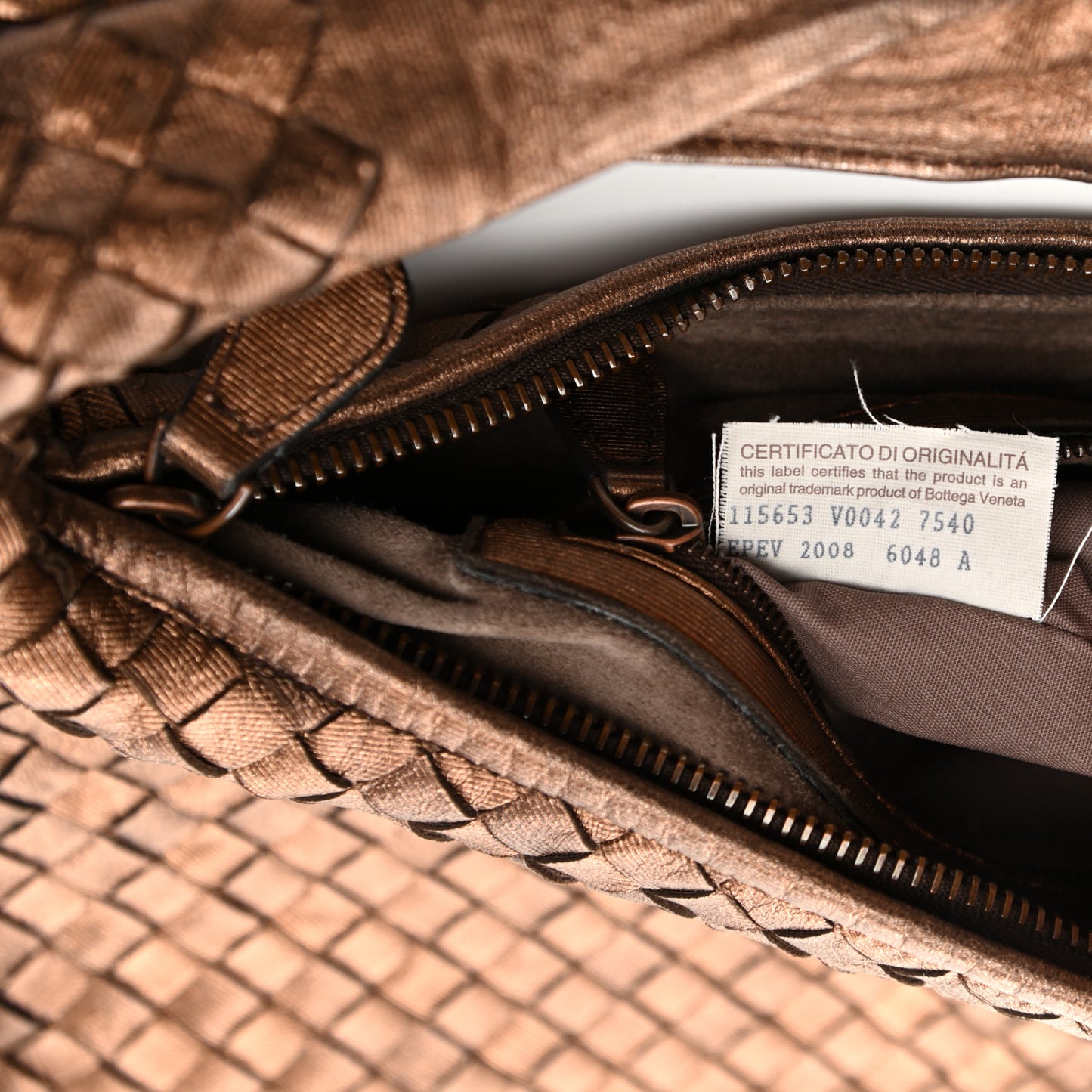 Metallic Nappa Intrecciato Veneta Hobo