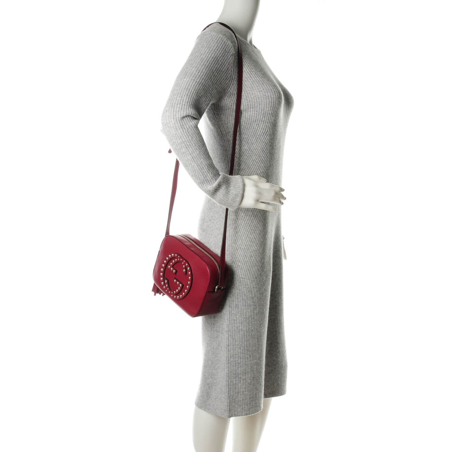 Pebbled Calfskin Studded Small Soho Disco Bag Soft Burgundy