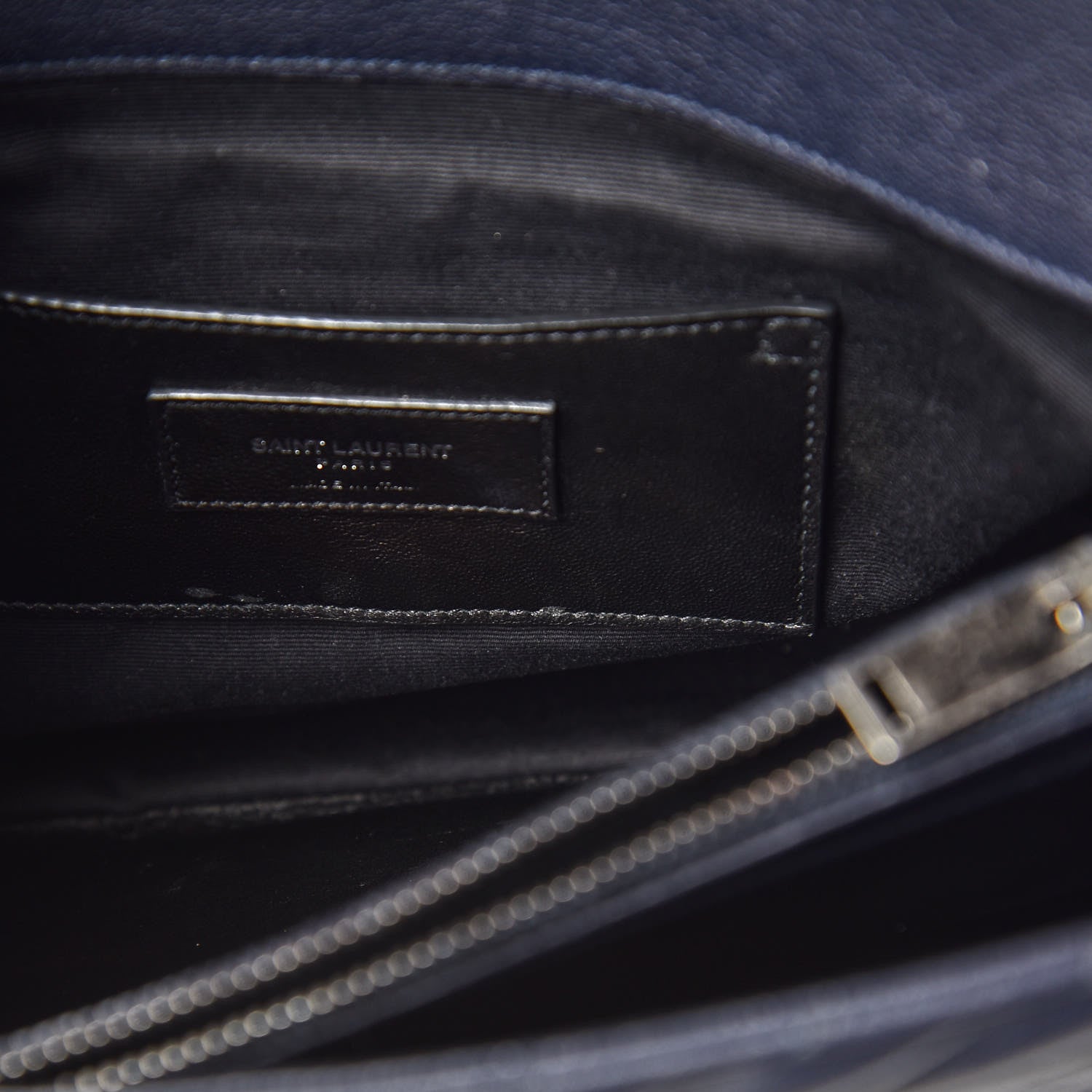 Saint Laurent Sheepskin Matelasse Chevron Monogram Large College Satchel Navy Blue 12 of 16