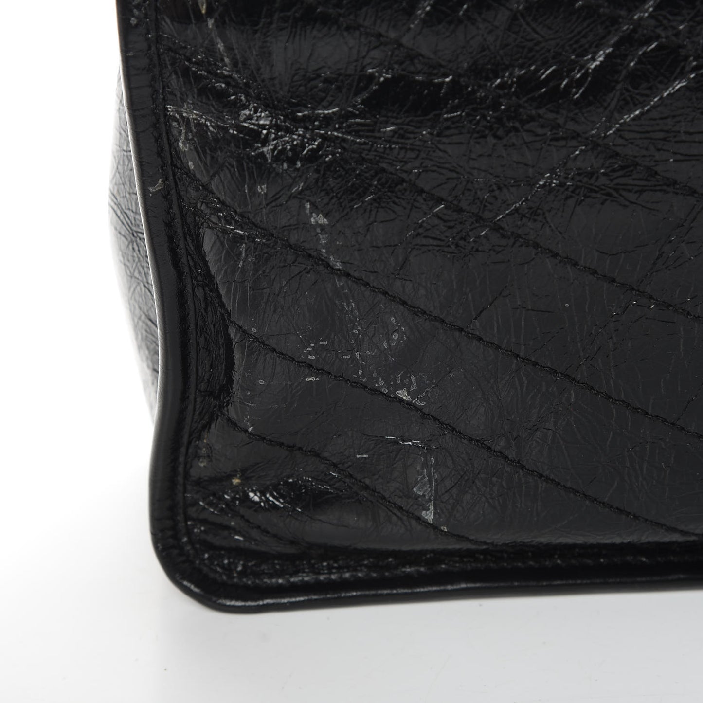 Crinkled Calfskin Matelasse Monogram Large Niki Chain Satchel Black