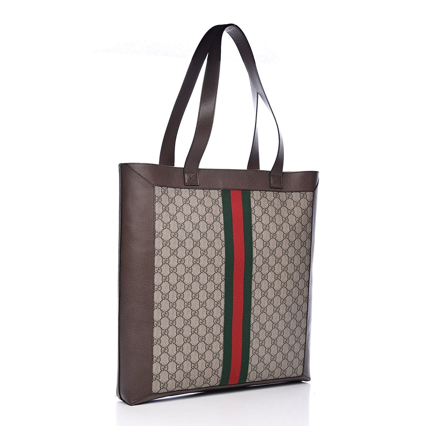 GG Supreme Monogram Web Large Ophidia Vertical Shopping Tote Brown