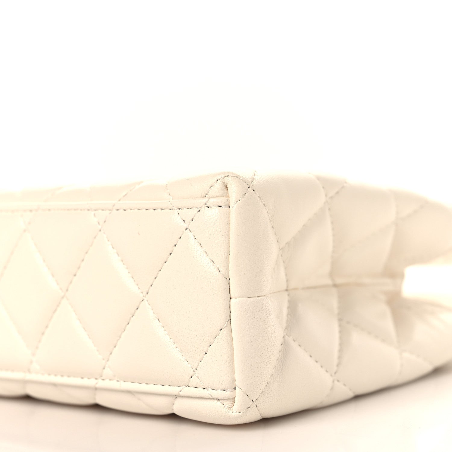 Chanel Shiny Aged Calfskin Quilted Nano Kelly Shopper White 9 of 10